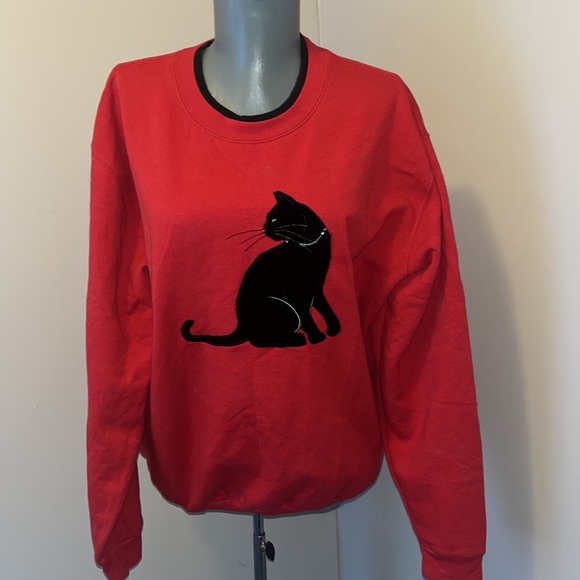 Country Store Tops - VINTAGE Y2K Country Store velvet cat Ugly Christmas Sweatshirt Sz L insert …